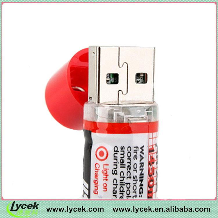 Lycek Hot Sale1.2V USB 1450MAH Rechargable AA Battery 4