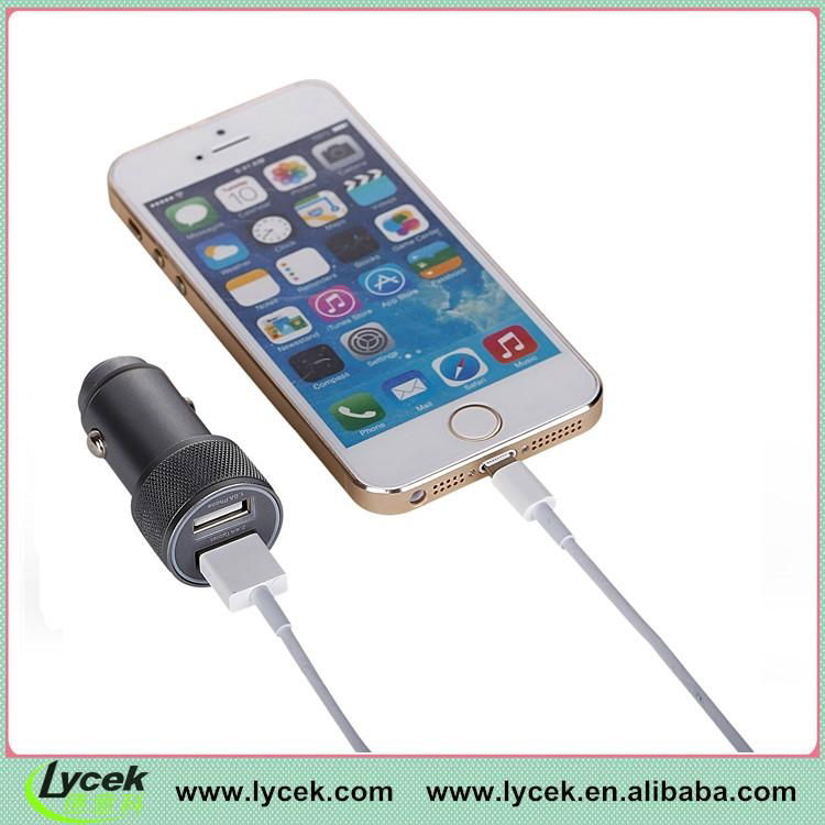 2.4A&1A Dual USB Car Charger with led light for iPhone 4