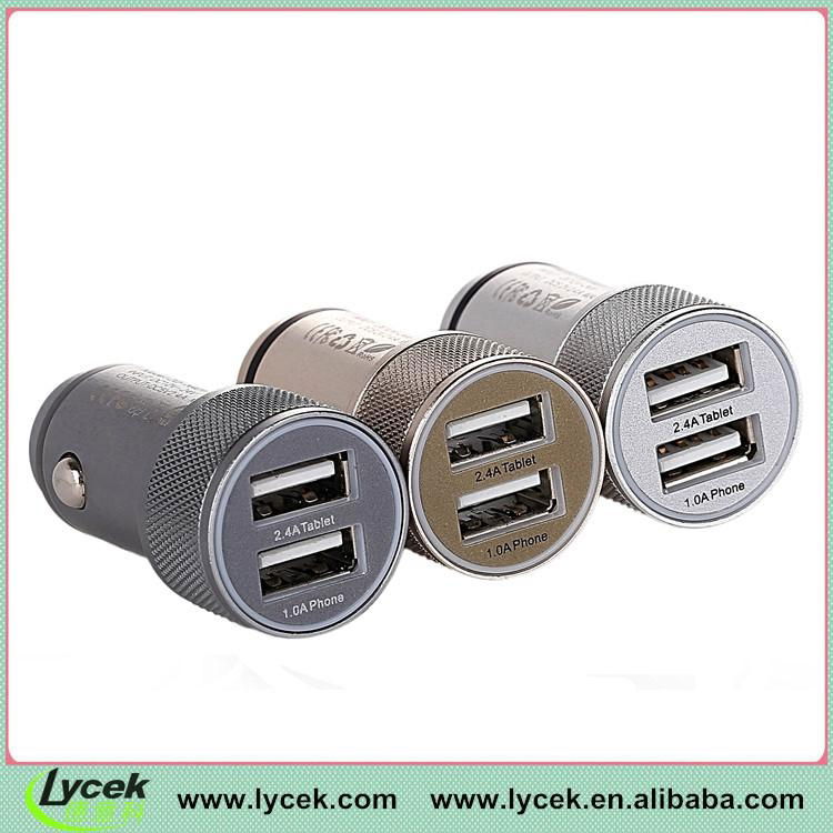 2.4A&1A Dual USB Car Charger with led light for iPhone 3