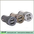 2.4A&1A Dual USB Car Charger with led light for iPhone 3