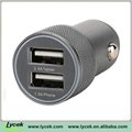 2.4A&1A Dual USB Car Charger with led light for iPhone 5