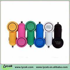 Compact design nice finish dual USB Car Charger for iPhone