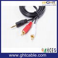 1.5m 3.5mm-2RCA Male to Male Audio Cable Splitter Cable