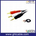 1.5m 3.5mm-2RCA Male to Male Audio Cable Splitter Cable