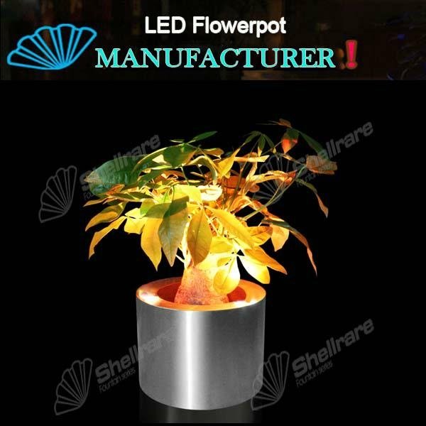 17.3IN Dia Stainless steel planter with LED changing light 