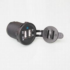 Waterproof Motorcycle Car Dual USB Charger Marine Cigarette Lighter Power