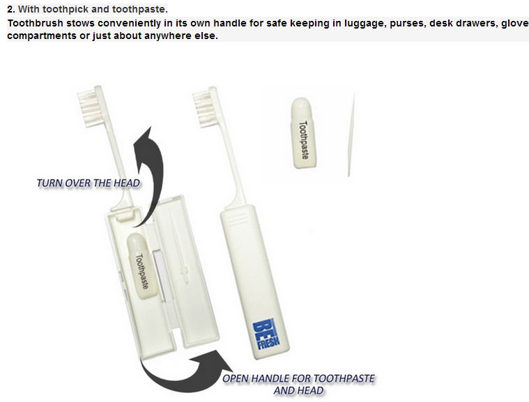 Dismountable  travel adult toothbrush with  toothpaste 2