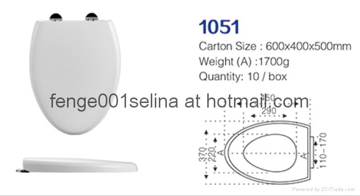 Stanitary bathroom metal hinge elongated plastic toilet seat lid-1051 2
