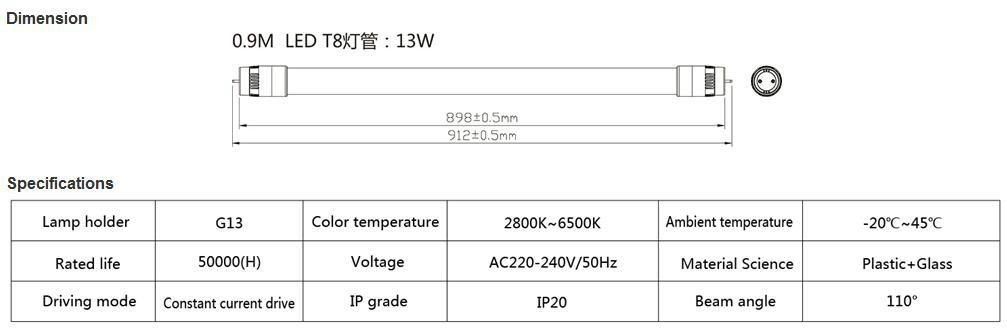 Intelligent sensor LED T8 light tube 18W (0.6m/0.9m available) 4