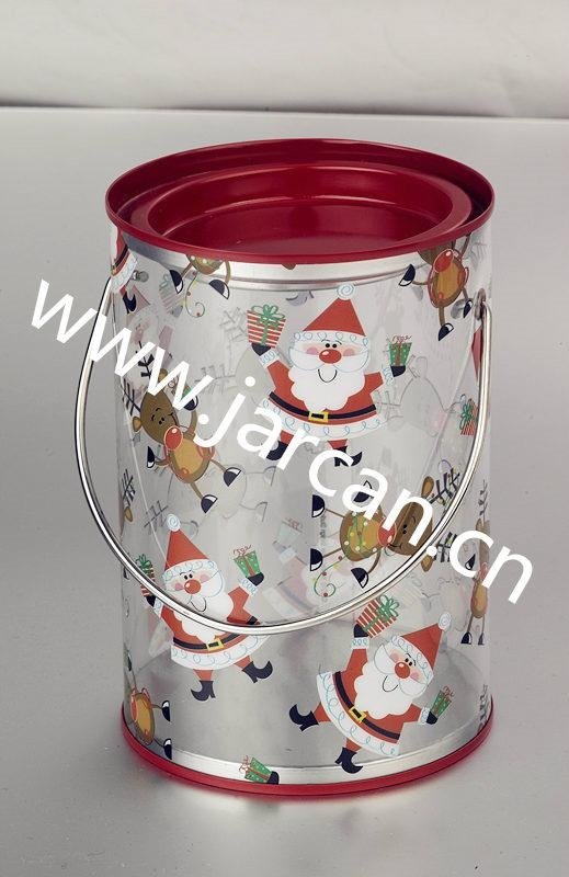 PVC handy kids Gift Tin Bucket with Christmas design