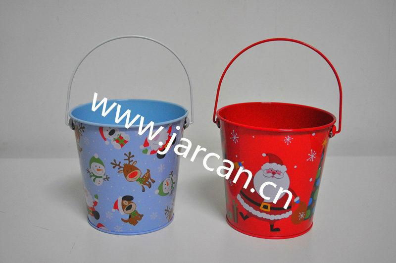 Metal Tin Christmas Kids Gift Storage bucket