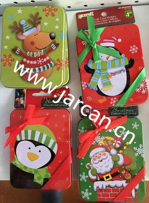 Metal Tin Christmas Kids Gift Storage Card Box