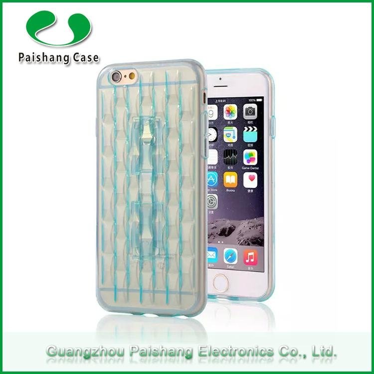 slim transparent TPU cell phone case cover for Apple iphone 6 withstand function