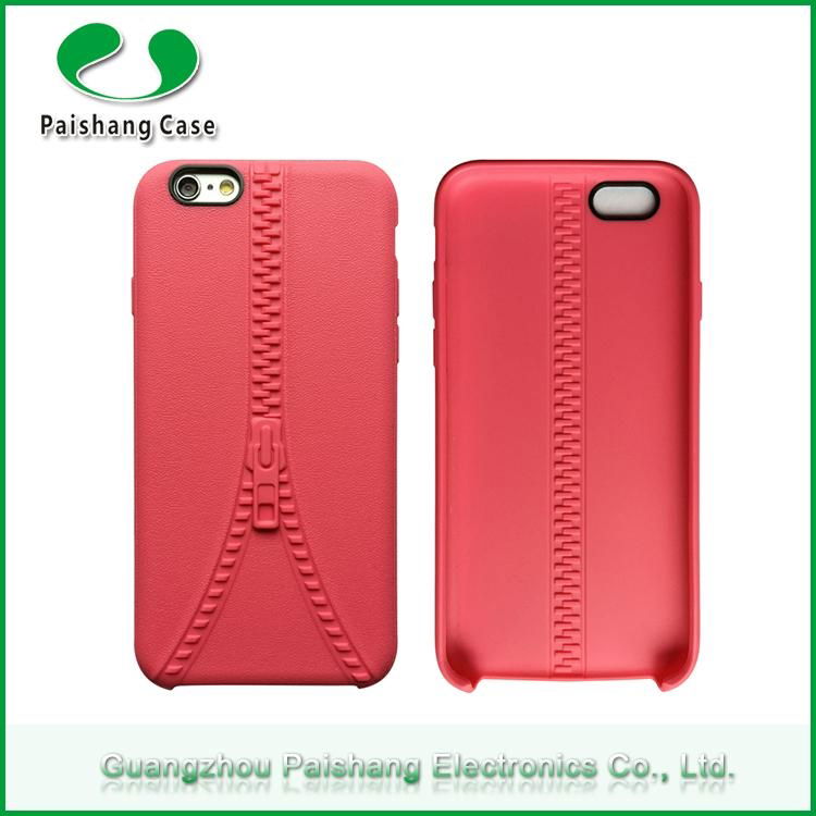 Mobile phone case manufacturer TPU zipper design back cover for Apple iPhone 6