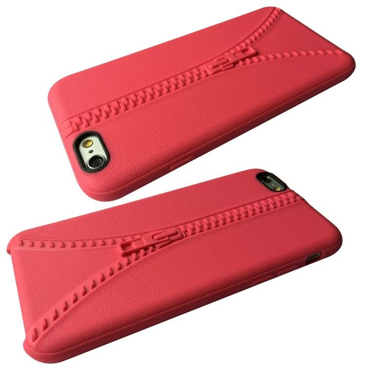 Mobile phone case manufacturer TPU zipper design back cover for Apple iPhone 6 2