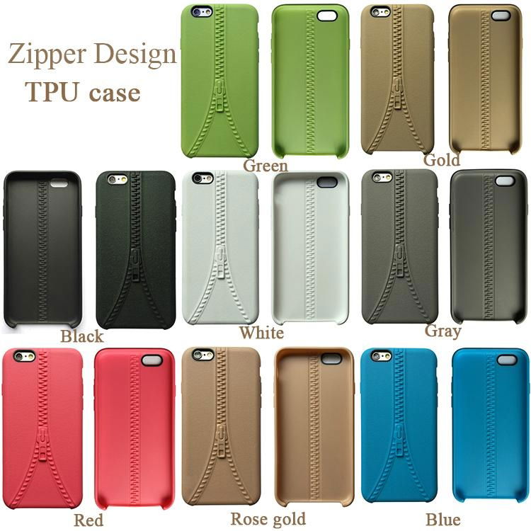 Mobile phone case manufacturer TPU zipper design back cover for Apple iPhone 6 4