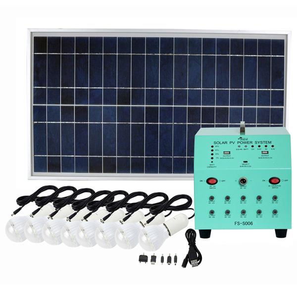 70W Solar Panel System Lighting Kit with 3W*8pcs Led Lamps 