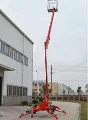 Trainling boom lift