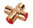 Cross 4 way copper fitting for pipe