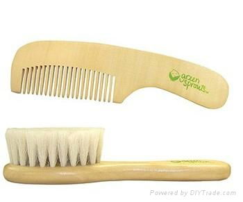 Wooden Baby Hair Brush Set