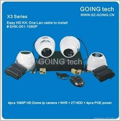 GOING H.264 1080P POE power ip camera NVR kit 4ch IP security camera