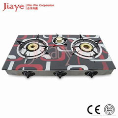 color printed glass top high quality big burner gas stove JY-TG3016