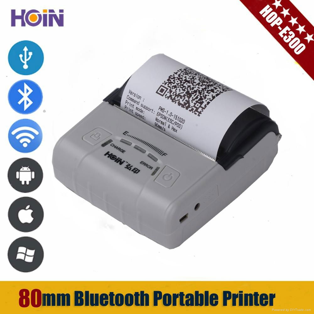 80mm Small Portable POS Printer Bluetooth 80mm Printer Hoin New Model HOP-E300  2