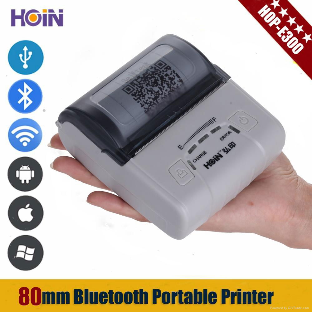 80mm Small Portable POS Printer Bluetooth 80mm Printer Hoin New Model HOP-E300  3