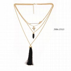 2015 European Fashion Multi Chain Tassel Necklace