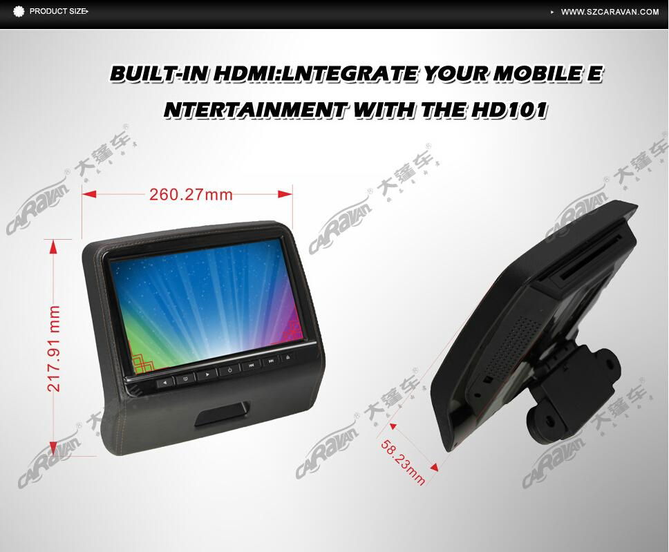 9 Inch HD LED Headrest DVD Player with USB/HDMI/IR/FM/GAME 4