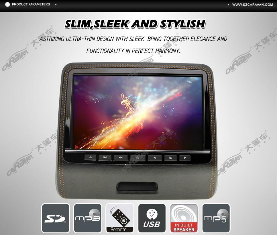 9 Inch HD LED Headrest DVD Player with USB/HDMI/IR/FM/GAME 2