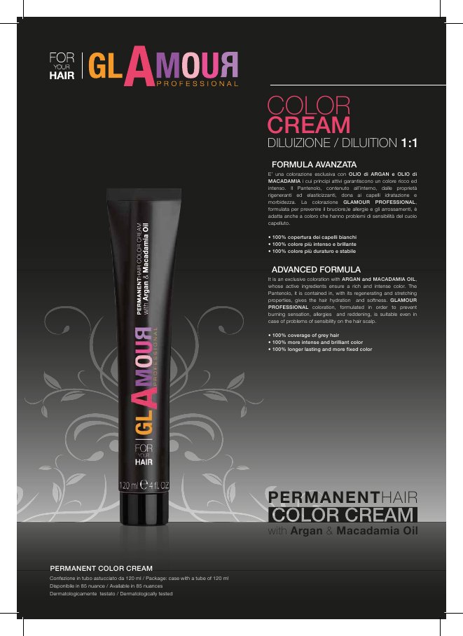 Glamour Professional permanent color cream 120 Ml