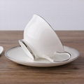 ceramic wholesale silvery rim fine bone china cup and saucer 4