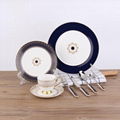 Luxury blue Fine Bone China Dinnerware Sets Dinner Set 4