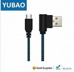 L shape MicroUSB Cable with nylon