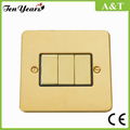 3 Gang 2 Way Light Switch with Black Insert