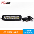18W Flood LED Work Light 6 Inch Rectangle Single Row LED Driving Light