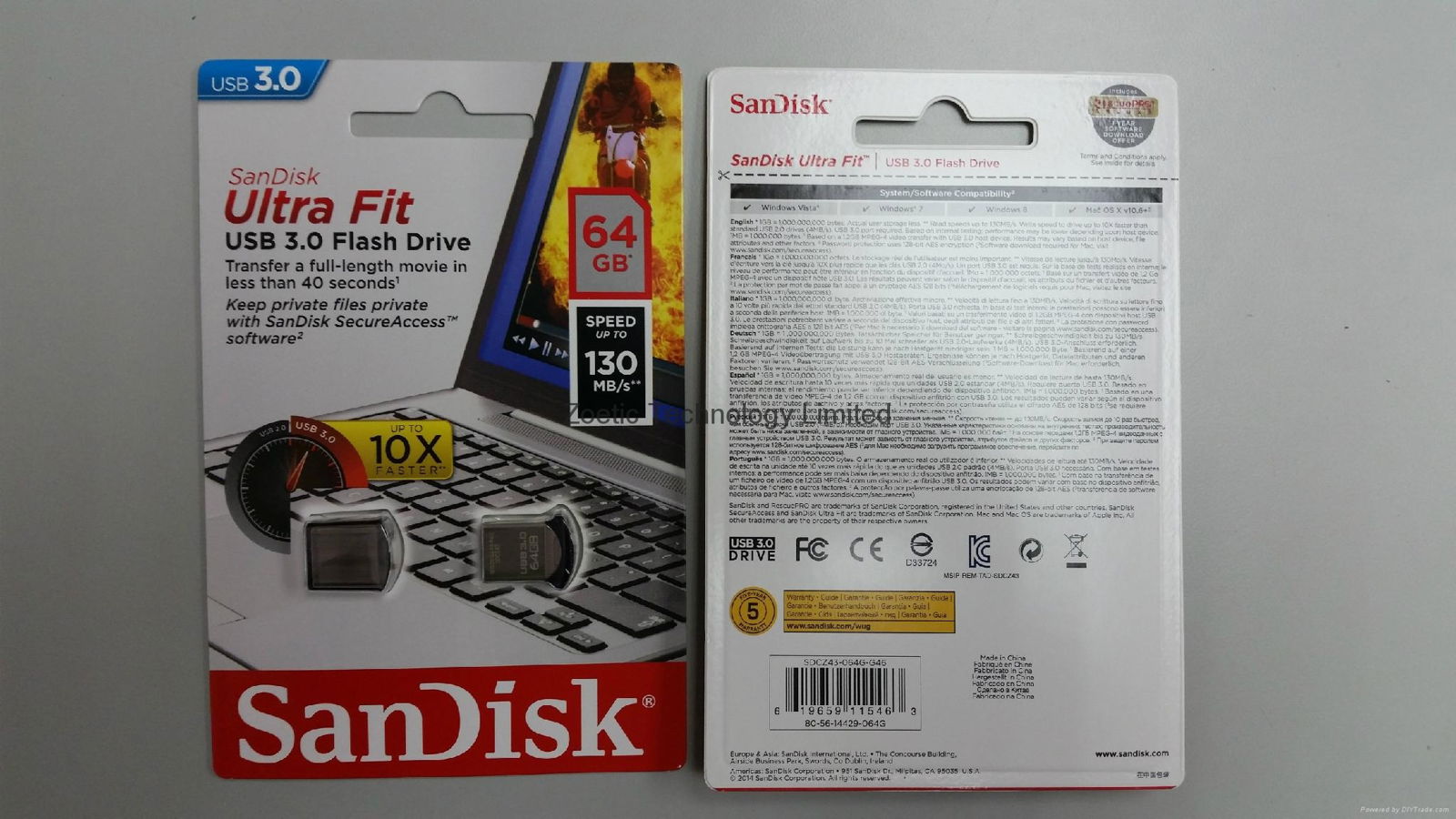 SanDisk 64GB Ultra Fit USB 3.0 Flash Dive Retail Packing 