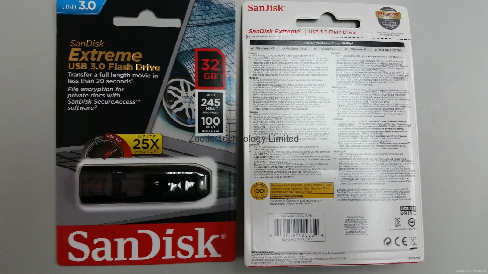 SanDisk 32GB Extreme USB 3.0 Flash Drive R245Mbs W100Mbs