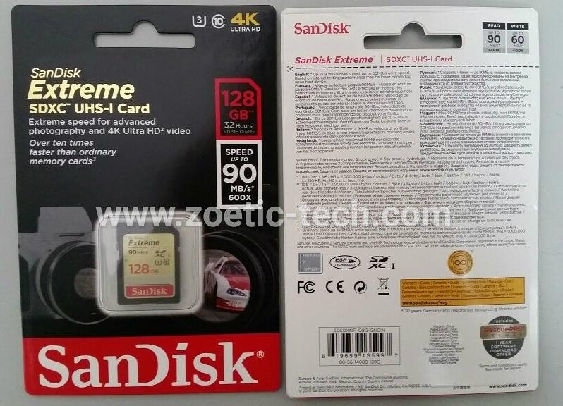 SanDisk 128GB Extreme SDXC Class10 UHS1 90Mbs