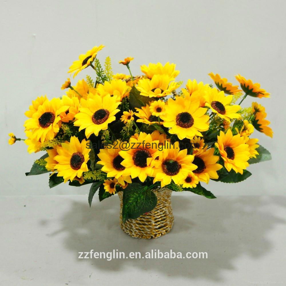 2015 Real Touch Artificial Flower Artificial Silk Sunflowers Wholesale From Chin 3