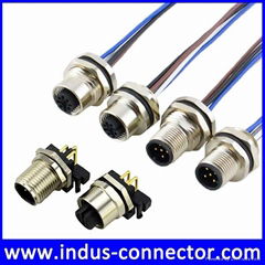 3pin 4pin 5pin 8pin 12pin panel mount male female waterproof m12 connector