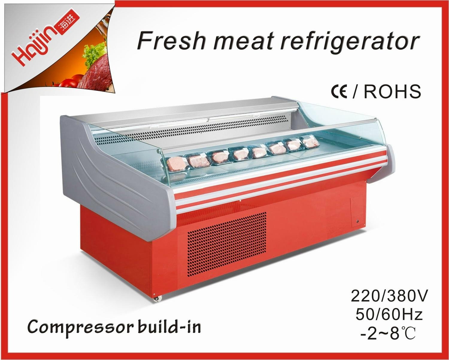 220v/50hZ for frozen fresh meat display fridge 