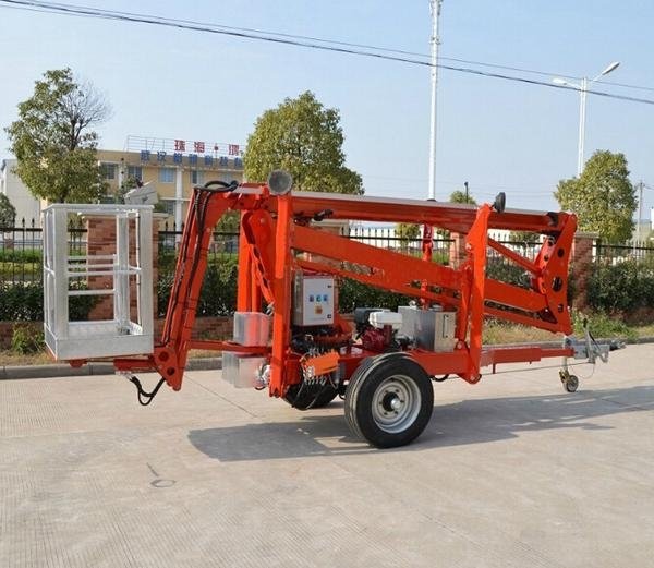 Articulated trailer mounted boom lift