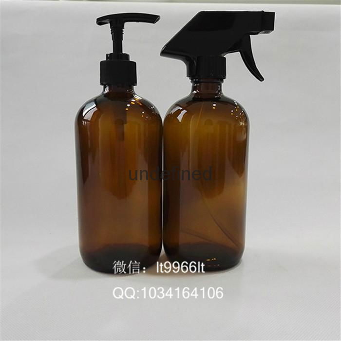 500ml250ml amber round boston glass bottle with trigger sprayer 3