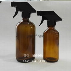 500ml250ml amber round boston glass bottle with trigger sprayer