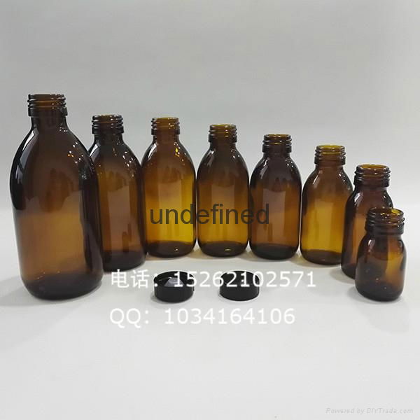 Amber syrup light weight glass bottle