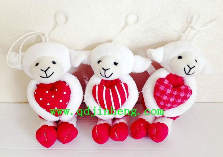 hanging stuffed sheep with heart for valentine's day