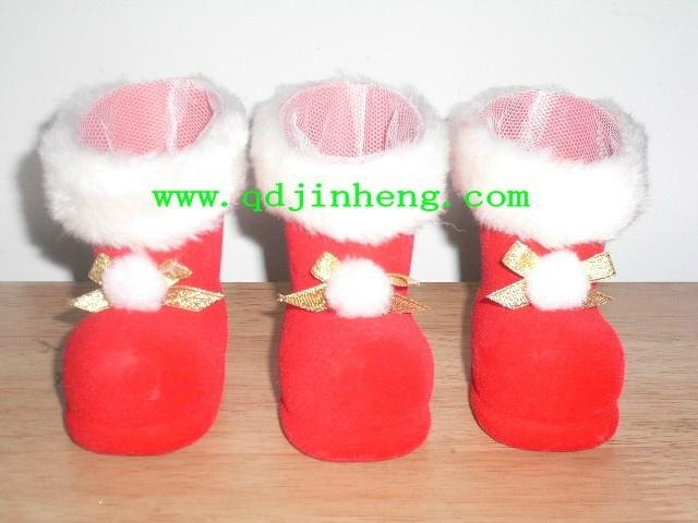 5cm植绒塑料圣诞靴子饰品