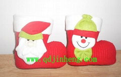 red PE christmas boots with cloth outer 